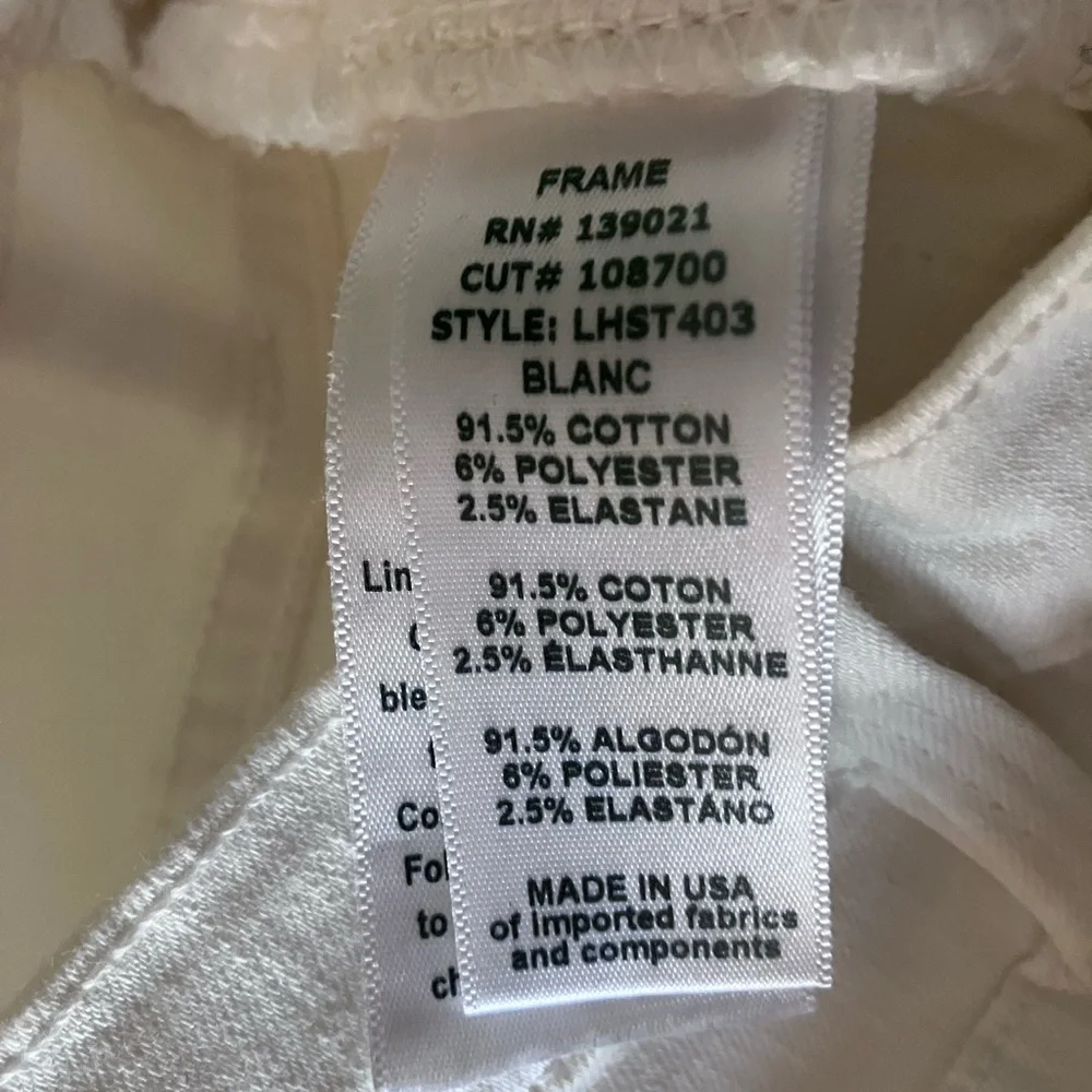 FRAME The Le High Straight White Classic Curve Enhancing Jeans Size 25 - Picture 15 of 16